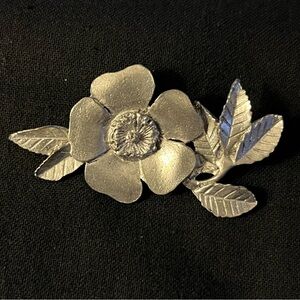 Silver Tone Flower Brooch